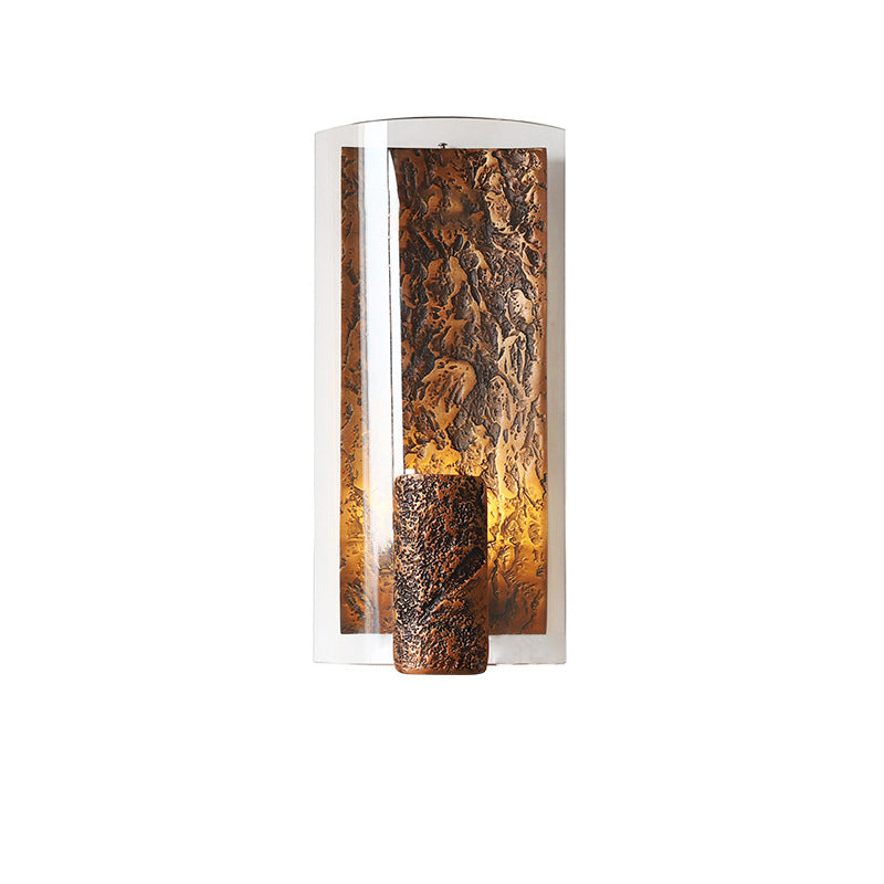 Modern Art Deco Semicircle Glass Aluminum 1 - Light Wall Sconce Lamp For Living Room
