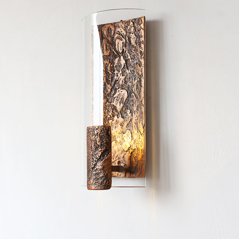 Modern Art Deco Semicircle Glass Aluminum 1 - Light Wall Sconce Lamp For Living Room