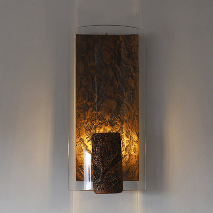 Modern Art Deco Semicircle Glass Aluminum 1 - Light Wall Sconce Lamp For Living Room
