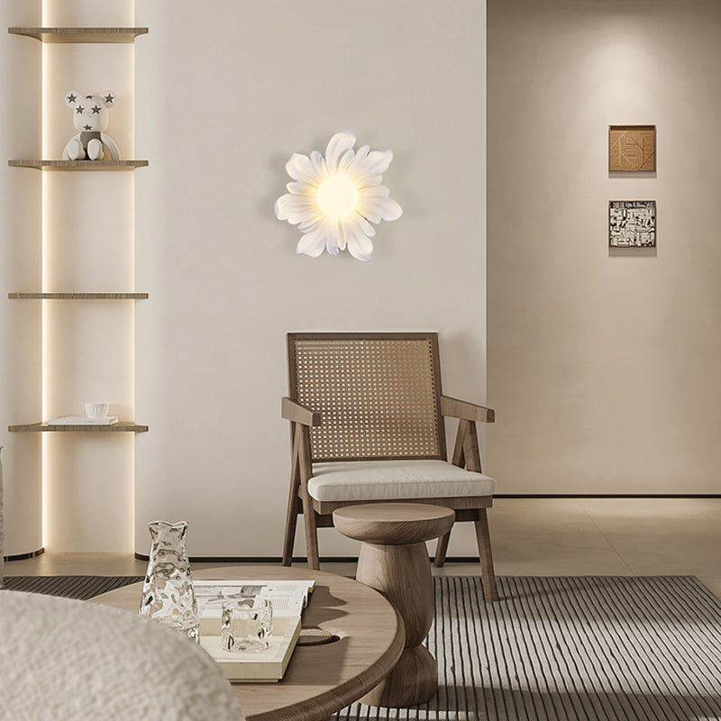 Traditional Japanese Floral Orb Resin Roto-molding 1 - Light Wall Sconce Lamp For Living Room