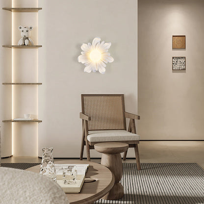 Traditional Japanese Floral Orb Resin Roto-molding 1 - Light Wall Sconce Lamp For Living Room
