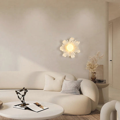 Traditional Japanese Floral Orb Resin Roto-molding 1 - Light Wall Sconce Lamp For Living Room