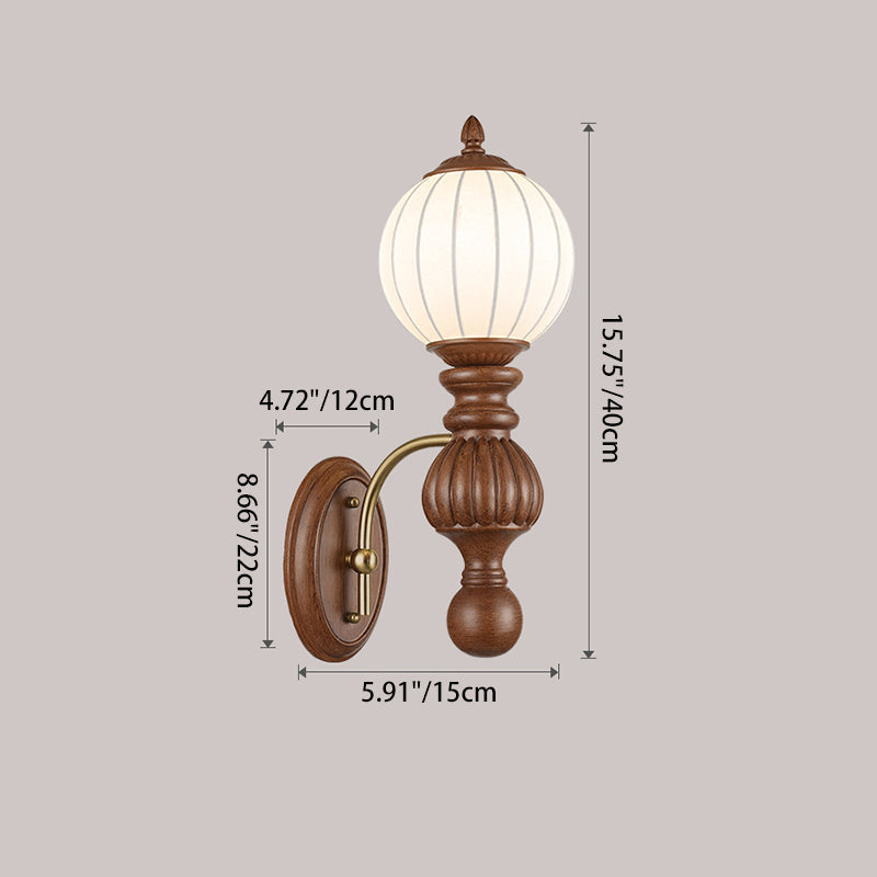 Traditional French Orb Resin Roto-molding Fabric Hardware 1 - Light Wall Sconce Lamp For Living Room