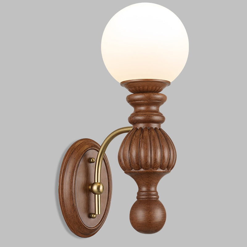 Traditional French Orb Resin Roto-molding Fabric Hardware 1 - Light Wall Sconce Lamp For Living Room