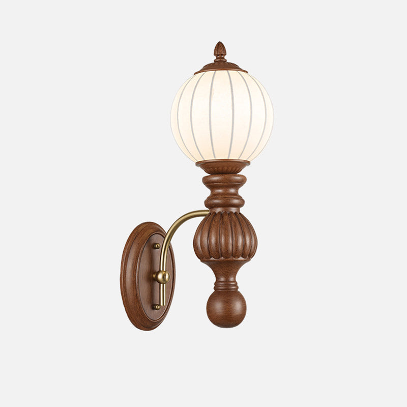 Traditional French Orb Resin Roto-molding Fabric Hardware 1 - Light Wall Sconce Lamp For Living Room