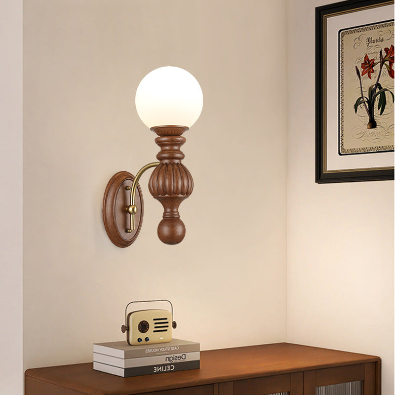 Traditional French Orb Resin Roto-molding Fabric Hardware 1 - Light Wall Sconce Lamp For Living Room