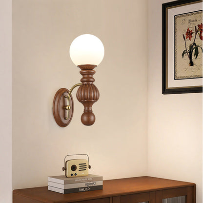 Traditional French Orb Resin Roto-molding Fabric Hardware 1 - Light Wall Sconce Lamp For Living Room
