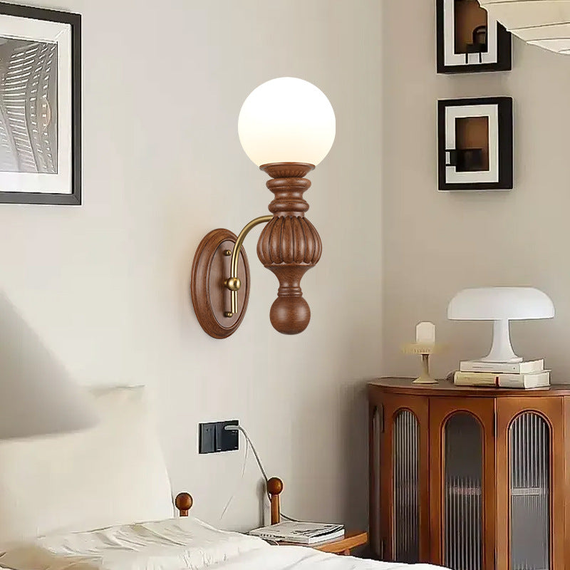 Traditional French Orb Resin Roto-molding Fabric Hardware 1 - Light Wall Sconce Lamp For Living Room