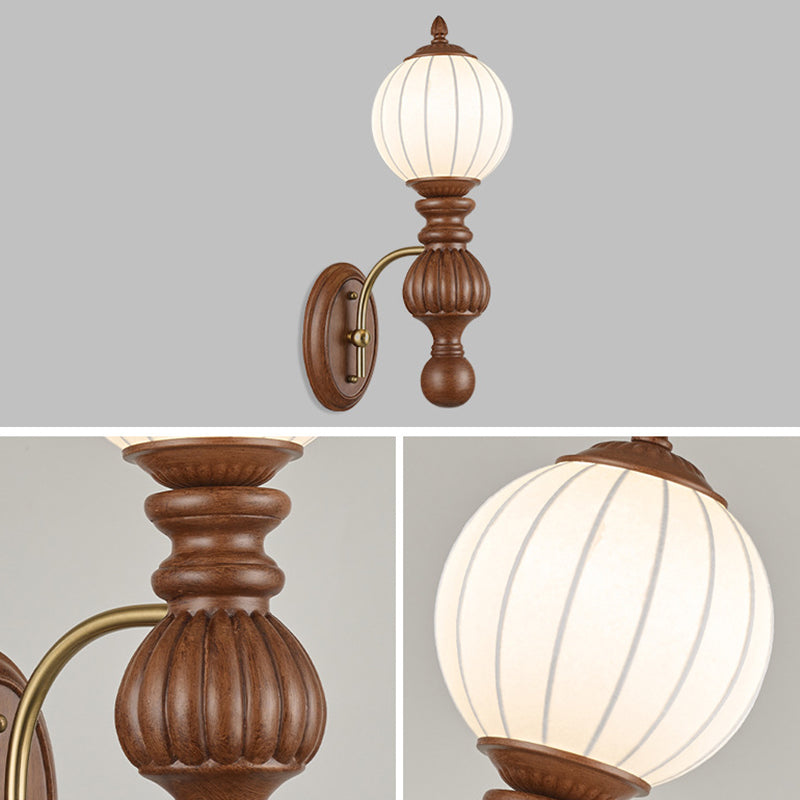 Traditional French Orb Resin Roto-molding Fabric Hardware 1 - Light Wall Sconce Lamp For Living Room