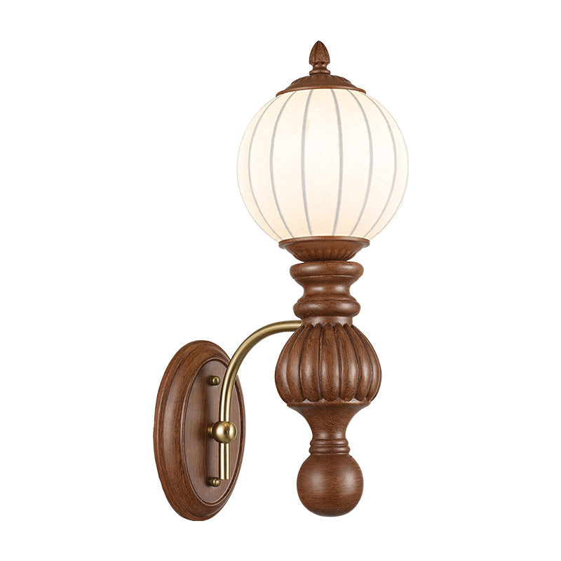 Traditional French Orb Resin Roto-molding Fabric Hardware 1 - Light Wall Sconce Lamp For Living Room