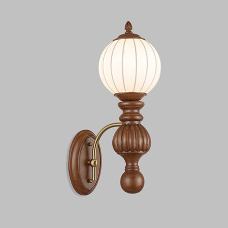 Traditional French Orb Resin Roto-molding Fabric Hardware 1 - Light Wall Sconce Lamp For Living Room