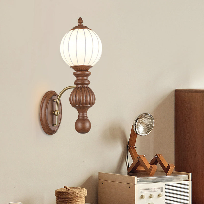 Traditional French Orb Resin Roto-molding Fabric Hardware 1 - Light Wall Sconce Lamp For Living Room