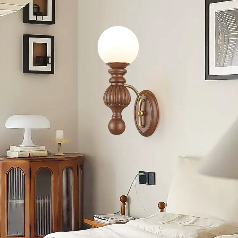 Traditional French Orb Resin Roto-molding Fabric Hardware 1 - Light Wall Sconce Lamp For Living Room