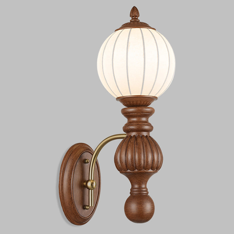 Traditional French Orb Resin Roto-molding Fabric Hardware 1 - Light Wall Sconce Lamp For Living Room