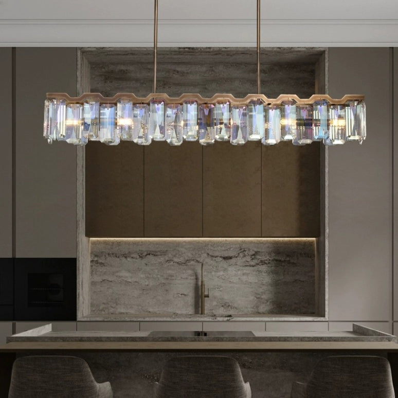 Modern Luxury Hardware Block Crystal Lampshade 4/6 - Light Island Light Chandelier For Dining Room