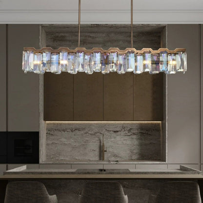 Modern Luxury Hardware Block Crystal Lampshade 4/6 - Light Island Light Chandelier For Dining Room