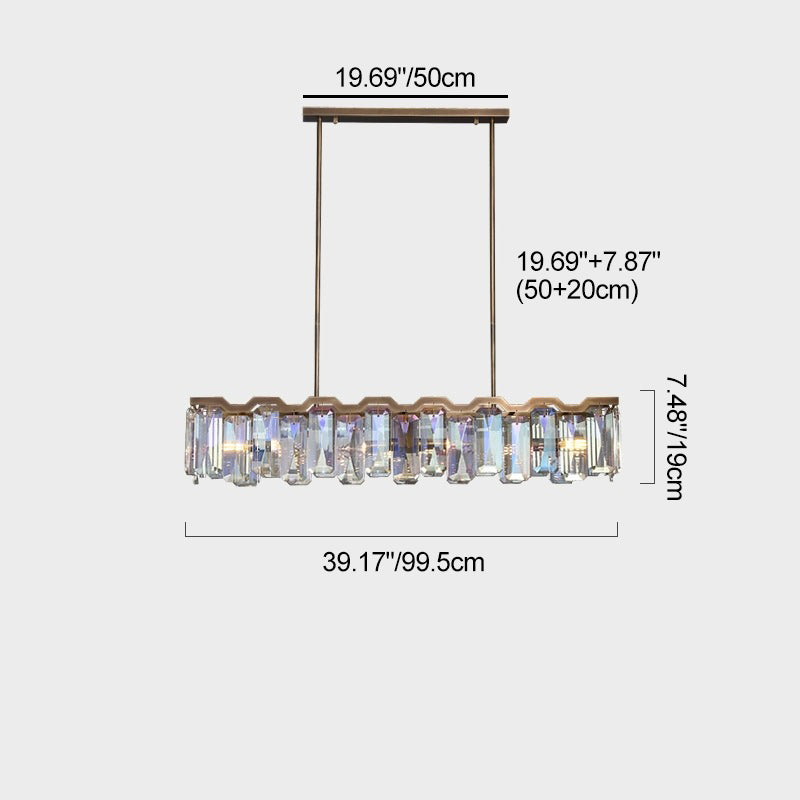 Modern Luxury Hardware Block Crystal Lampshade 4/6 - Light Island Light Chandelier For Dining Room