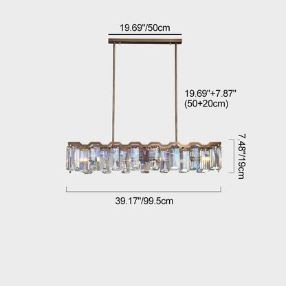 Modern Luxury Hardware Block Crystal Lampshade 4/6 - Light Island Light Chandelier For Dining Room