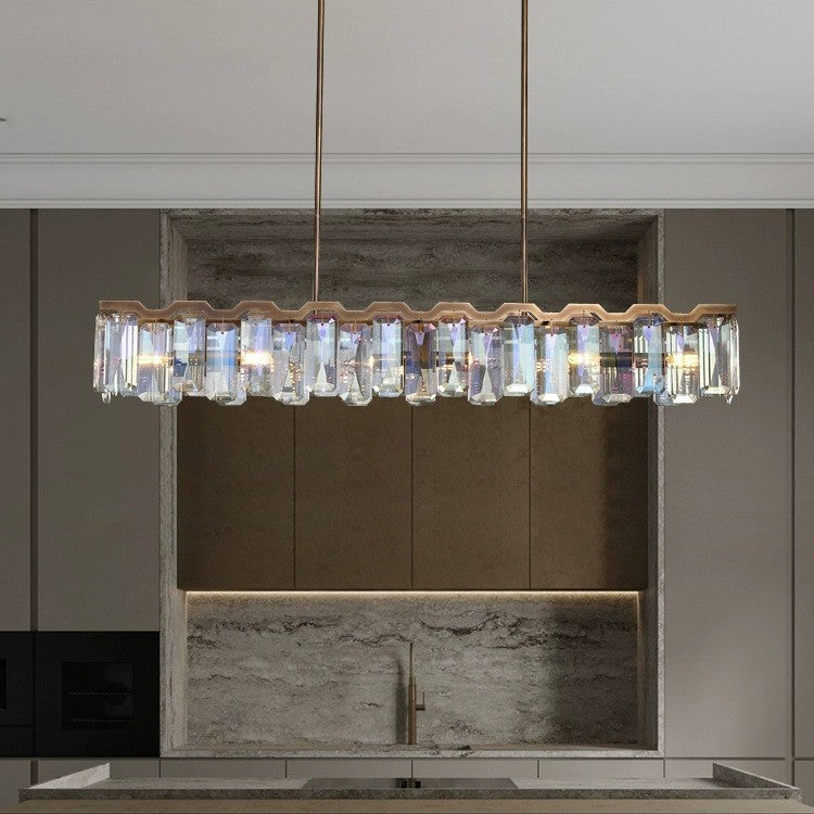Modern Luxury Hardware Block Crystal Lampshade 4/6 - Light Island Light Chandelier For Dining Room