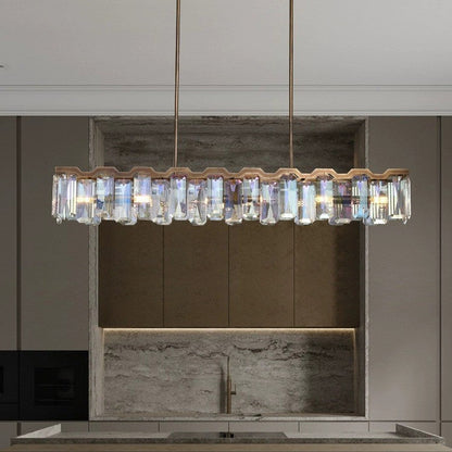 Modern Luxury Hardware Block Crystal Lampshade 4/6 - Light Island Light Chandelier For Dining Room