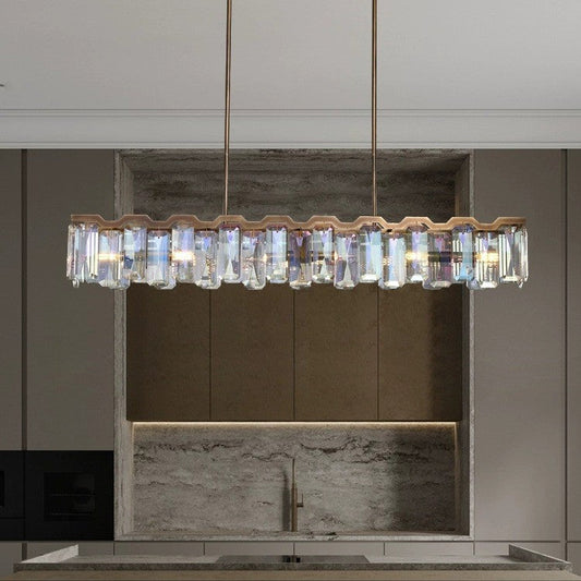Modern Luxury Hardware Block Crystal Lampshade 4/6 - Light Island Light Chandelier For Dining Room