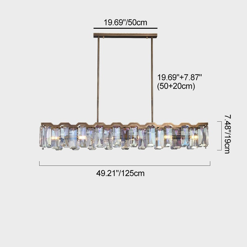 Modern Luxury Hardware Block Crystal Lampshade 4/6 - Light Island Light Chandelier For Dining Room