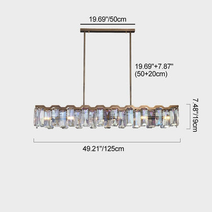 Modern Luxury Hardware Block Crystal Lampshade 4/6 - Light Island Light Chandelier For Dining Room