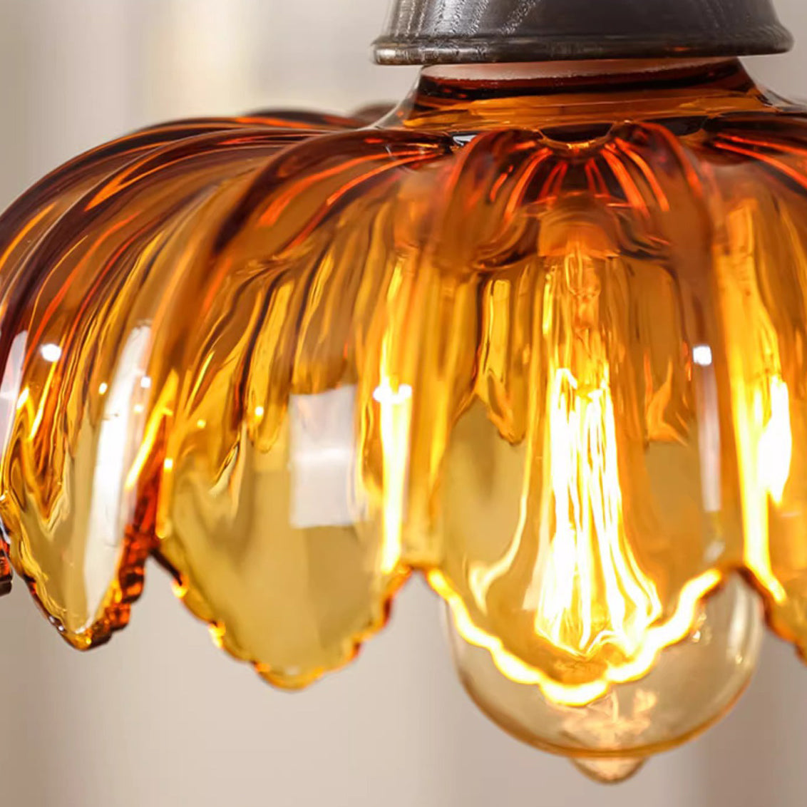 Traditional French Flower Linear Base Ash Glass 3 - Light Chandelier For Dining Room