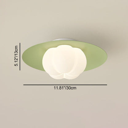 Contemporary Nordic Cream Pumpkin Disc Iron Roto-molding LED Flush Mount Ceiling Light For Hallways