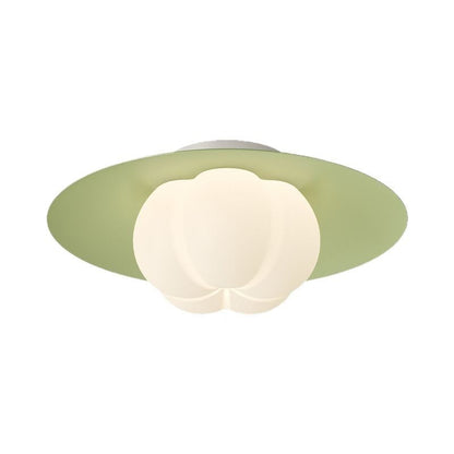 Contemporary Nordic Cream Pumpkin Disc Iron Roto-molding LED Flush Mount Ceiling Light For Hallways
