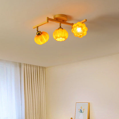 Contemporary Nordic Dome Pumpkin Resin Iron 2/3/4/5/6 - Light Semi-Flush Mount Ceiling Light For Living Room