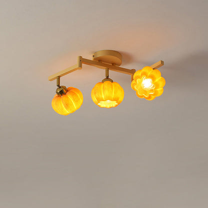 Contemporary Nordic Dome Pumpkin Resin Iron 2/3/4/5/6 - Light Semi-Flush Mount Ceiling Light For Living Room