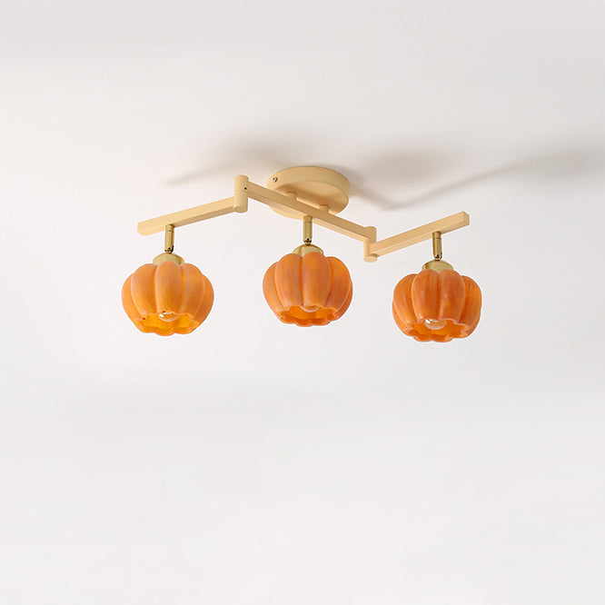 Contemporary Nordic Dome Pumpkin Resin Iron 2/3/4/5/6 - Light Semi-Flush Mount Ceiling Light For Living Room