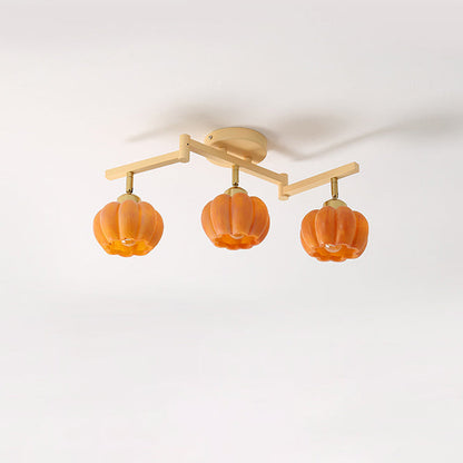 Contemporary Nordic Dome Pumpkin Resin Iron 2/3/4/5/6 - Light Semi-Flush Mount Ceiling Light For Living Room
