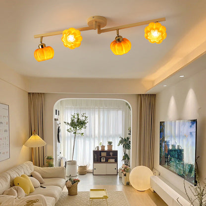 Contemporary Nordic Dome Pumpkin Resin Iron 2/3/4/5/6 - Light Semi-Flush Mount Ceiling Light For Living Room
