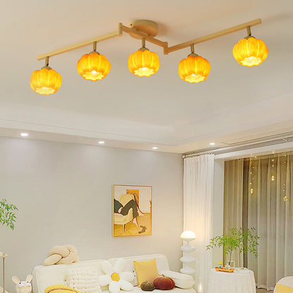 Contemporary Nordic Dome Pumpkin Resin Iron 2/3/4/5/6 - Light Semi-Flush Mount Ceiling Light For Living Room