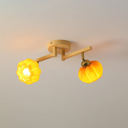 Contemporary Nordic Dome Pumpkin Resin Iron 2/3/4/5/6 - Light Semi-Flush Mount Ceiling Light For Living Room