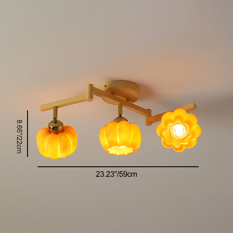Contemporary Nordic Dome Pumpkin Resin Iron 2/3/4/5/6 - Light Semi-Flush Mount Ceiling Light For Living Room