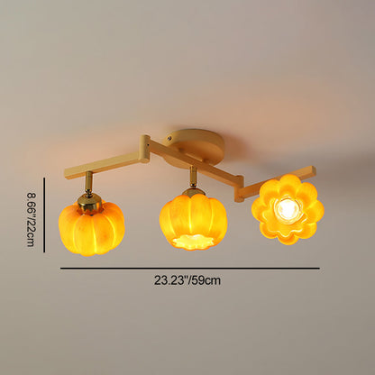 Contemporary Nordic Dome Pumpkin Resin Iron 2/3/4/5/6 - Light Semi-Flush Mount Ceiling Light For Living Room