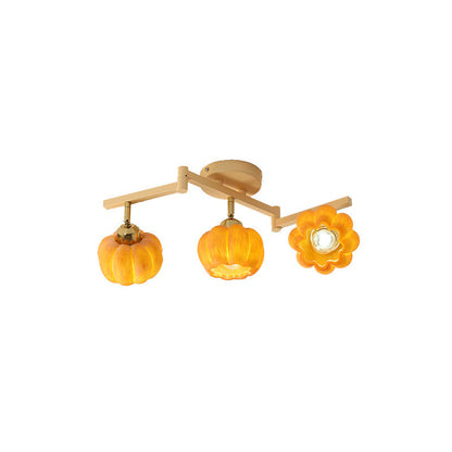 Contemporary Nordic Dome Pumpkin Resin Iron 2/3/4/5/6 - Light Semi-Flush Mount Ceiling Light For Living Room