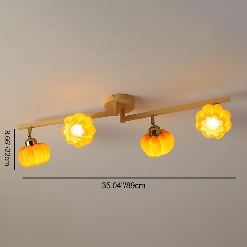Contemporary Nordic Dome Pumpkin Resin Iron 2/3/4/5/6 - Light Semi-Flush Mount Ceiling Light For Living Room