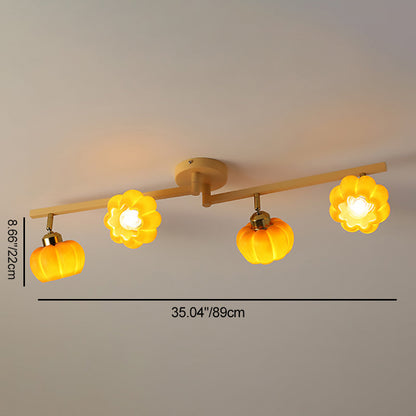 Contemporary Nordic Dome Pumpkin Resin Iron 2/3/4/5/6 - Light Semi-Flush Mount Ceiling Light For Living Room