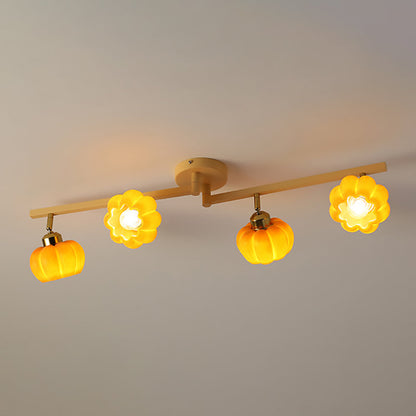 Contemporary Nordic Dome Pumpkin Resin Iron 2/3/4/5/6 - Light Semi-Flush Mount Ceiling Light For Living Room
