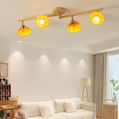 Contemporary Nordic Dome Pumpkin Resin Iron 2/3/4/5/6 - Light Semi-Flush Mount Ceiling Light For Living Room