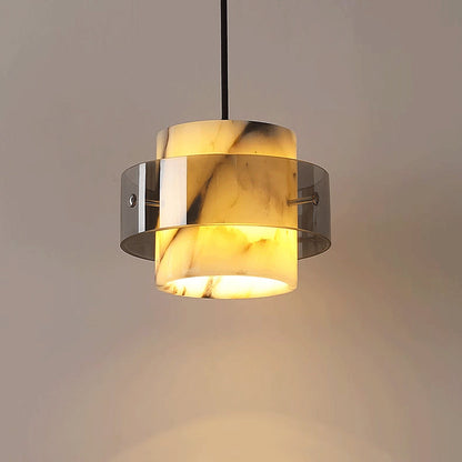 Contemporary Scandinavian Cylinder Marble Glass 1/2/3 - Light Chandelier For Dining Room
