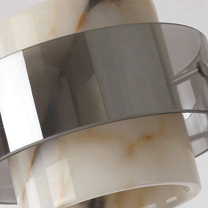 Contemporary Scandinavian Cylinder Marble Glass 1/2/3 - Light Chandelier For Dining Room