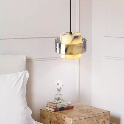Contemporary Scandinavian Cylinder Marble Glass 1/2/3 - Light Chandelier For Dining Room