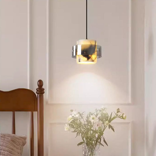 Contemporary Scandinavian Cylinder Marble Glass 1/2/3 - Light Chandelier For Dining Room