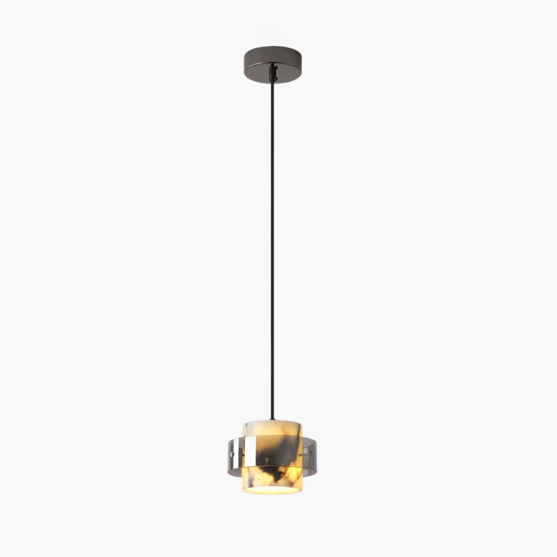 Contemporary Scandinavian Cylinder Marble Glass 1/2/3 - Light Chandelier For Dining Room