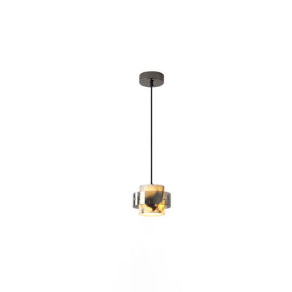 Contemporary Scandinavian Cylinder Marble Glass 1/2/3 - Light Chandelier For Dining Room